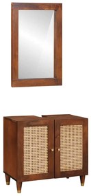 vidaXL Armário de Banheiro 2 pcs Preto e Ouro Madeira de manga maciça