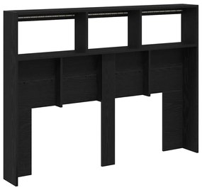 Armário cabeceira c/ luzes LED 140x17x102 cm carvalho preto