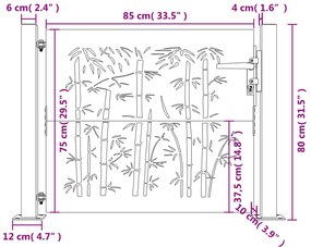 Portão de jardim 105x80 cm aço corten design bambu