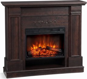 HOMCOM Lareira Elétrica de Pé/Embutida com Moldura e Prateleira para TV 55'', 1800W, Efeito Chama 3D, Timer, Castanho | Aosom Portugal