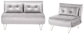 Conjunto de sofás-cama com 3 lugares em veludo cinzento VESTFOLD Beliani