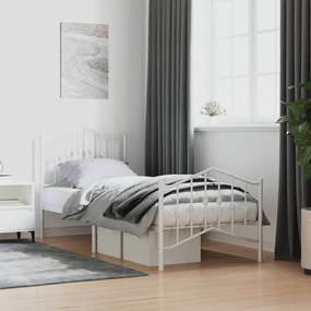 vidaXL Estrutura de cama com cabeceira e pés 90x200 cm metal branco