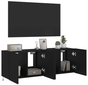 Móveis de parede p/ TV com luzes LED 2 pcs 60x35x41 cm preto