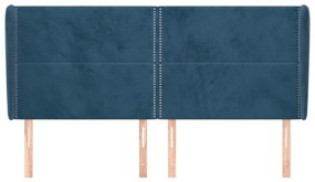Cabeceira cama c/ abas veludo 163x23x118/128 cm azul-escuro