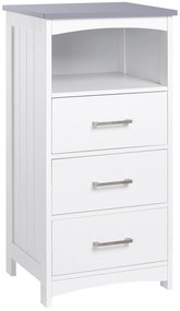 Kleankin Móvel de Casa de Banho com Pés Móvel de Arrumação com 3 Gavetas e 1 Prateleira 40x33x80 cm Branco | Aosom Portugal