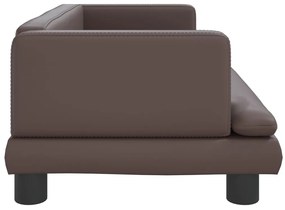 Sofá infantil 80x45x30 cm couro artificial castanho