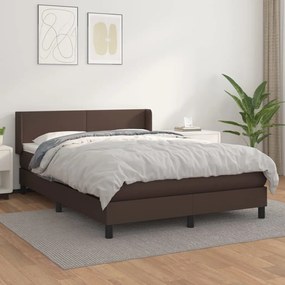 vidaXL Cama com molas/colchão 140x190 cm couro artificial castanho