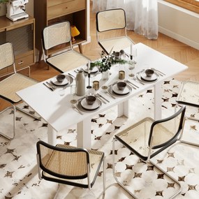 Mesa de jantar extensível 140-180 x 80 cm (CADEIRAS NÃO INCLUIDAS), mesa de cozinha retangular, para 6-8 pessoas, branca