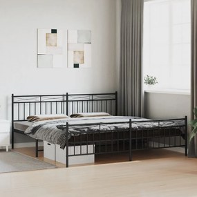 Estrutura de cama com cabeceira e pés 200x200 cm metal preto