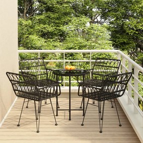 vidaXL 5 pcs conjunto de jantar p/ jardim vime PE preto
