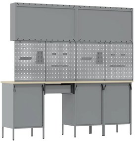 Conjunto de Armário vidaXL Conjunto de 10 Preto Aço 200 x 55 x 200 cm