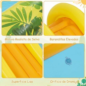 Piscina insuflável infantil 207 x 168 x 77 cm com escorrega e jato de água em forma de arco com animais, centro de jogos aquáticos para exterior Multi