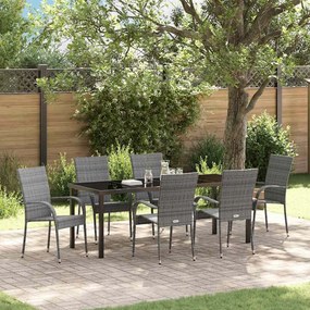 vidaXL Conjunto de Jantar Jardins 7 Peças em Rattan Sintético Cinza