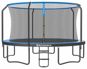 Trampolim Ø 427 cm com rede de segurança e escada Azul escuro