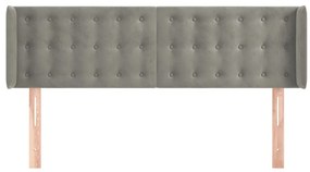 Cabeceira de cama c/ abas veludo147x16x78/88 cm cinzento-claro