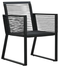 Conjunto de jantar para jardim 5 pcs vime PVC preto