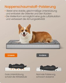 Cama ortopédica para cães 91 x 68 x 8 cm, tamanho L Cinzento