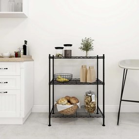 vidaXL Unidade de 3 prateleiras 60x35x76 cm 150 kg preto