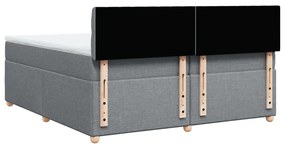 Cama com molas/colchão 200x200 cm tecido cinza-claro