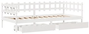 Sofá-cama c/ gavetas 90x200cm madeira de pinho maciça branco