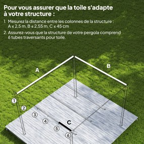 Lona para tenda retrátil de 3 x 3 m – apenas a lona, 250 x 255 cm (ESTRUTURA NÃO ESTÁ INCLUÍDA), cinzento claro