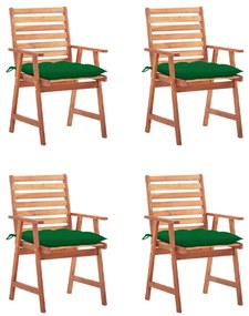 vidaXL Cadeiras de jantar p/ jardim 4 pcs c/ almofadões acácia maciça