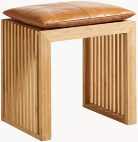 Banco em bambu com almofada de couro Rib