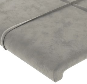 Cabeceira de cama c/ abas veludo 93x23x78/88 cm cinzento-claro