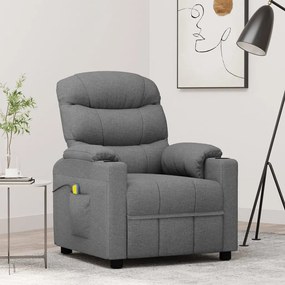 vidaXL Poltrona de massagens tecido cinzento-claro