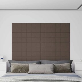 vidaXL Painel de parede 12 pcs 90x30cm tecido 3,24m² cinza-acastanhado
