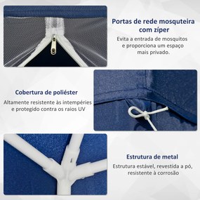 Tenda de Jardim 3x3m Tenda com 4 Partes Laterais Rede Mosquiteira com Fecho Proteção UV para Patio Azul