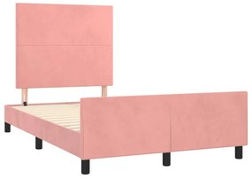 Estrutura de cama com colchão 120x190 cm veludo rosa