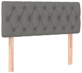 Cama box spring c/ colchão e LED 90x200 cm tecido cinza-escuro