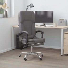 vidaXL Cadeira massagens escritório reclinável couro artificial cinza
