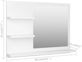Espelho de casa de banho 60x10,5x45 cm contraplacado branco
