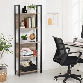 Estante de pé com 5 níveis de prateleiras abertas 62 x 24 x 165 cm Preto-Greige