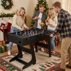 Mesa de matraquilhos dobrável em madeira com 22 jogadores para crianças 121 x 60,5 x 81 cm, 2 marcadores e 2 bolas para 2 a 4 jogadores – ideal para f