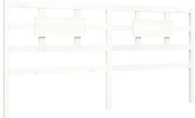 Estrutura de cama com cabeceira 200x200cm madeira maciça branco