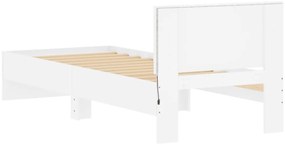 Estrutura de cama c/ cabeceira e luzes LED 90x190 cm branco