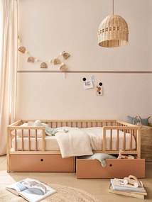 Cama de criança com grandes arrumações 70x140 cm, CACHE-RÊVES canela
