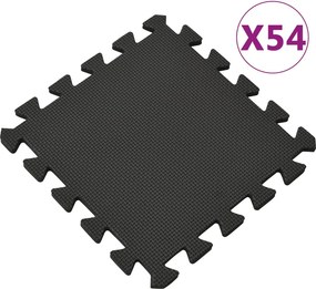 vidaXL Tapetes de chão 54 pcs 4,86㎡ espuma de EVA preto