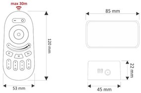 Controlador Fitas LED WiFi RGBW-RF-TC4 + comando tátil