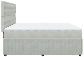 Cama com molas/colchão 200x200 cm veludo cinzento-claro