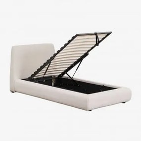 Cama Com Baú Articulado Estofada Norena Tecido Creme Bege & 90 X 190 Cm & Sem Colchão - Sklum