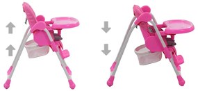 Cadeira de refeição para bebé rosa e cinzento