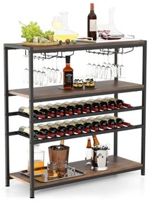 Garrafeira com 5 níveis para 20 garrafas, armário bar independente com suporte para copos para cozinha, sala de jantar, buffet, 100 x 35 x 101 cm