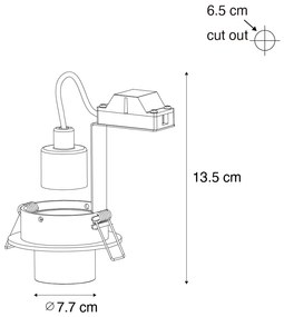 Conjunto de 6 focos embutidos brancos GU10 35mm redondos inclináveis - Installa Moderno
