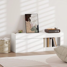 Móvel de TV com 2 Portas Prateleira Aberta Móvel de TV Televisóres de 60 Polegadas 140x40x48 cm Branco