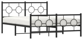 Estrutura de cama com cabeceira e pés 135x190 cm metal preto