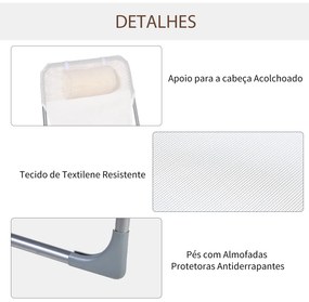 Espreguiçadeira dobrável e reclinável de jardim com apoio de cabeça e